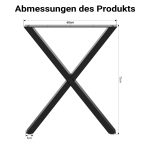 Terpo Komplet 2 črnih jeklenih nog za mizo v X-obliki 72 × 60 cm