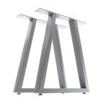 Terpo Komplet 2 trapeznih jeklenih nog za mizo 60 × 72 cm, siv