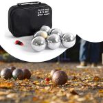 Terpo Komplet za pétanque s 6 kovinskimi kroglami – z lesenim ciljno kroglico (prašička) in merilcem razdalje