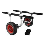 Terpo Nastavljiv aluminijast voziček za kanu do 90 kg – za čolne, kajake in SUP, z blazinami, PU kolesi Ø 22 cm in pasovi