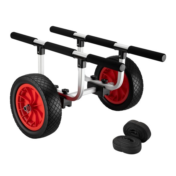 Terpo Nastavljiv aluminijast voziček za kanu do 90 kg – za čolne, kajake in SUP, z blazinami, PU kolesi Ø 31 cm in pasovi