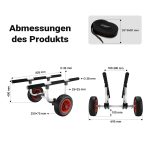Terpo Nastavljiv aluminijast voziček za kanu do 90 kg – za čolne, kajake in SUP, z blazinami, PU kolesi Ø 22 cm in pasovi