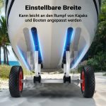 Terpo Nastavljiv aluminijast voziček za kanu do 90 kg – za čolne, kajake in SUP, z blazinami, PU kolesi Ø 22 cm in pasovi
