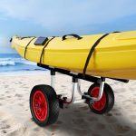 Terpo Nastavljiv aluminijast voziček za kanu do 90 kg – za čolne, kajake in SUP, z blazinami, PU kolesi Ø 31 cm in pasovi