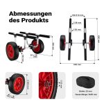 Terpo Nastavljiv aluminijast voziček za kanu do 90 kg – za čolne, kajake in SUP, z blazinami, PU kolesi Ø 31 cm in pasovi