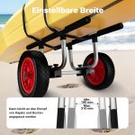 Terpo Nastavljiv aluminijast voziček za kanu do 90 kg – za čolne, kajake in SUP, z blazinami, PU kolesi Ø 31 cm in pasovi