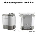 Terpo Pralni stroj za kampiranje 230 W 60 x 36 x 60 cm – mini pralni stroj do 3 kg, centrifuga 2 kg