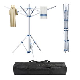 Terpo Prenosni sušilnik perila (vrtni) s 4 kraki, 16 m vrvice – aluminij, višina 155 cm, zložljiv