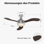 Terpo Stropni ventilator s svetilko, Ø 130 cm, 3 lopatice
