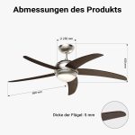 Terpo Stropni ventilator s svetilko, Ø 136 cm, 5 lopatic
