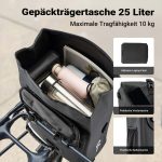 Terpo Torba 3 v 1 za prtljažnik kolesa, črna – nahrbtnik 25 l, s predalom za prenosnik, vodoodporna