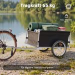 Terpo Tovorna prikolica za kolo 135 x 60 x 58 cm do 65 kg – zložljiva z oglom in hitro sklopko, za nakupe in izlete