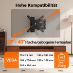 Terpo Vrtljiv stenski nosilec za televizor 13–43 palcev, do 20 kg