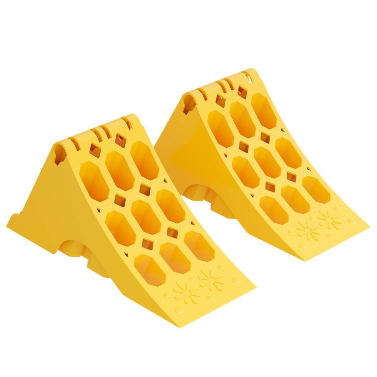 Terpo Zagozde za kolesa prikolice (2 kosa) do 5 t – 393 x 160 x 193 mm, rumene