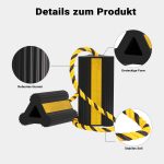 Terpo Zagozde za kolesa prikolice z najlonsko vrvico 207 x 115 x 105 mm – gumijaste, črno-rumene, z odsevniki