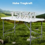 Terpo Zložljiva kamp miza 122 x 60 x 75 cm – z ročajem, za zabave, piknike in vrt