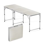 Terpo Zložljiva kamp miza 180 x 60 x 70 cm – nastavljiva višina 54/61/70 cm, aluminijasto ogrodje, plošča iz MDF